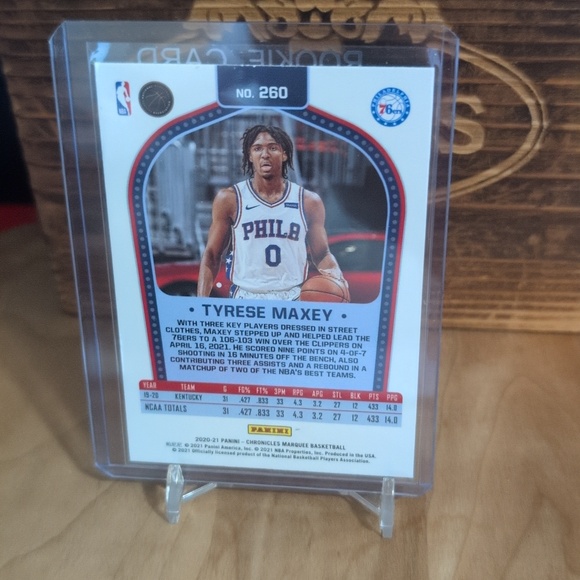 2020-21 Panini Tyrese Maxey Marquee Holo Foil Rookie Card 76ers - Picture 3 of 3